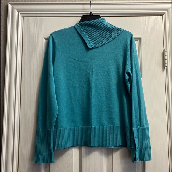 NWT NINE & Co. Collared Sweater With Snap On Sleeves/Collar Sz L - Picture 10 of 11